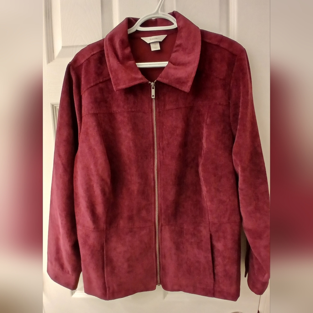 CJ Banks Faux Suede Zip‑Up Jacket – Size 1X